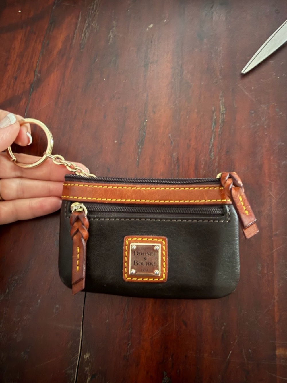 Dooney & Bourke Small Leather Coin Case Keychain Pouch